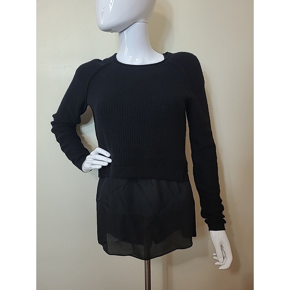 Elie Tahari Women's Wool Blend Black Pullover Long Sleeve Sweater Small Lined